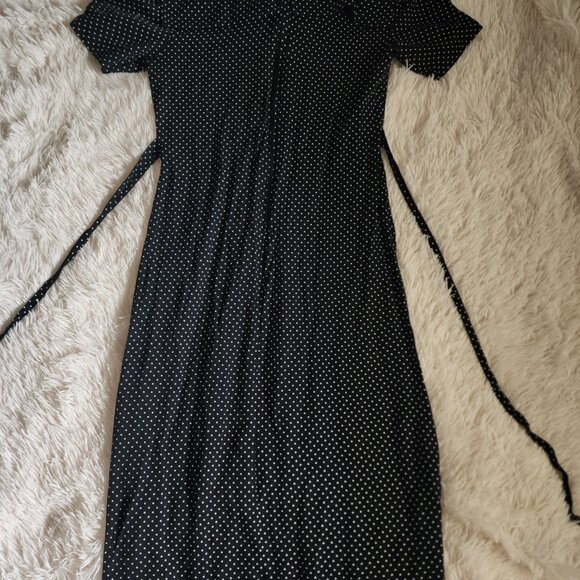 Blue and White Retro Polka Dot Dress - Picture 2 of 3